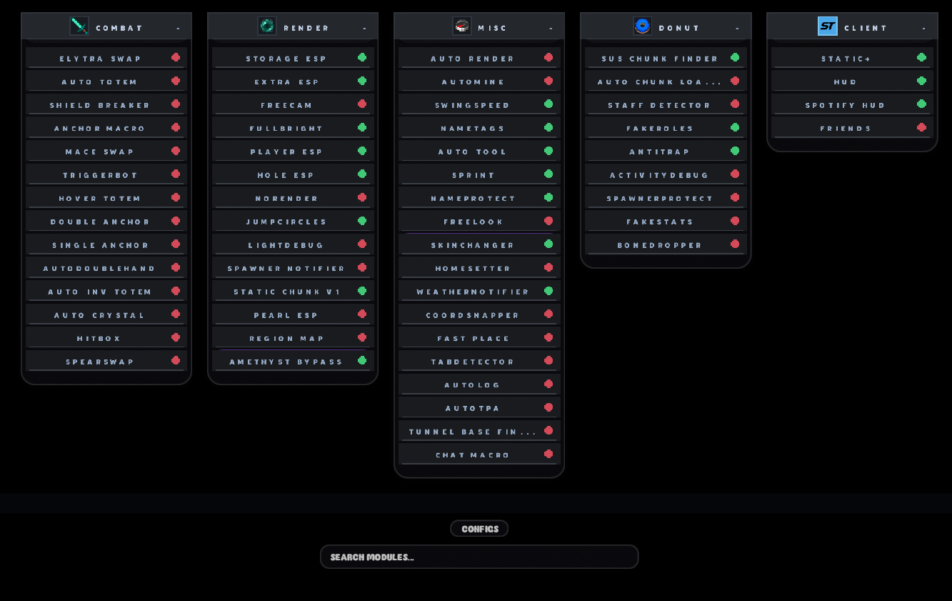Static Client modules interface